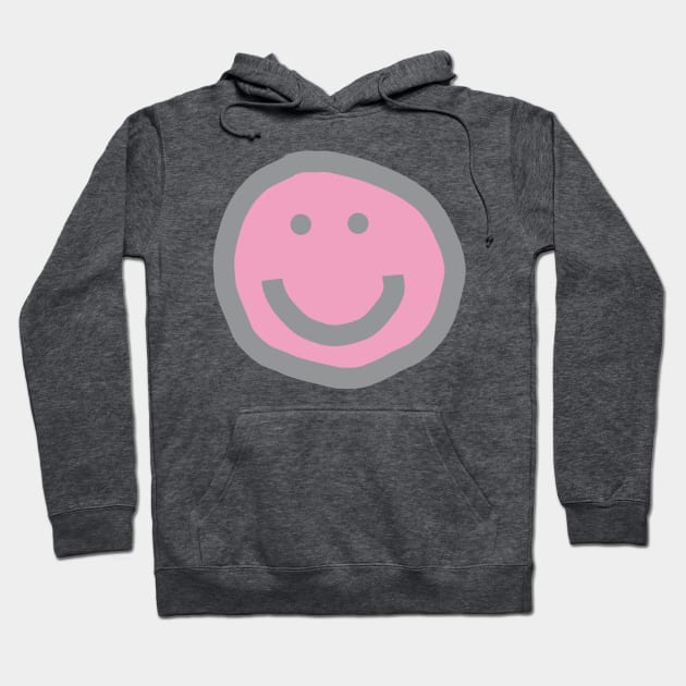 Prism Pink Round Happy Face with Smile Hoodie by ellenhenryart